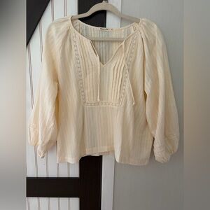 Marine Layer Cream Blouse with Pintuck Details small